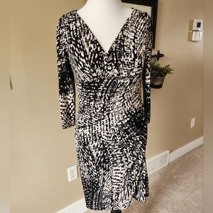 Ralph Lauren abstract patterned long sleve knee length dress